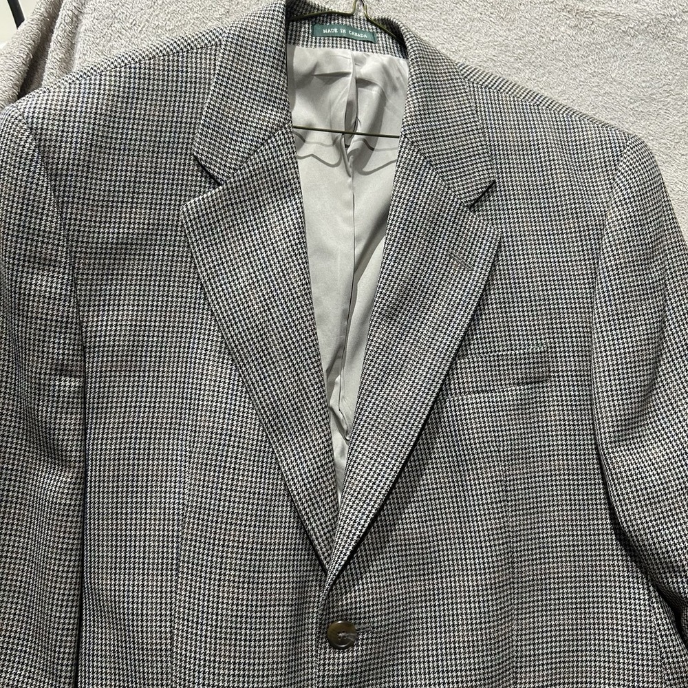 Lauren Ralph Lauren Men's 40S Pure Wool Houndstooth Plaid Blazer Sport Coat